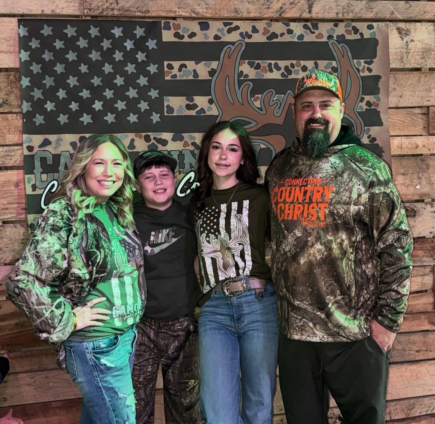 Founding Pastor Jordan Wilson with his family at a past Camo Sunday